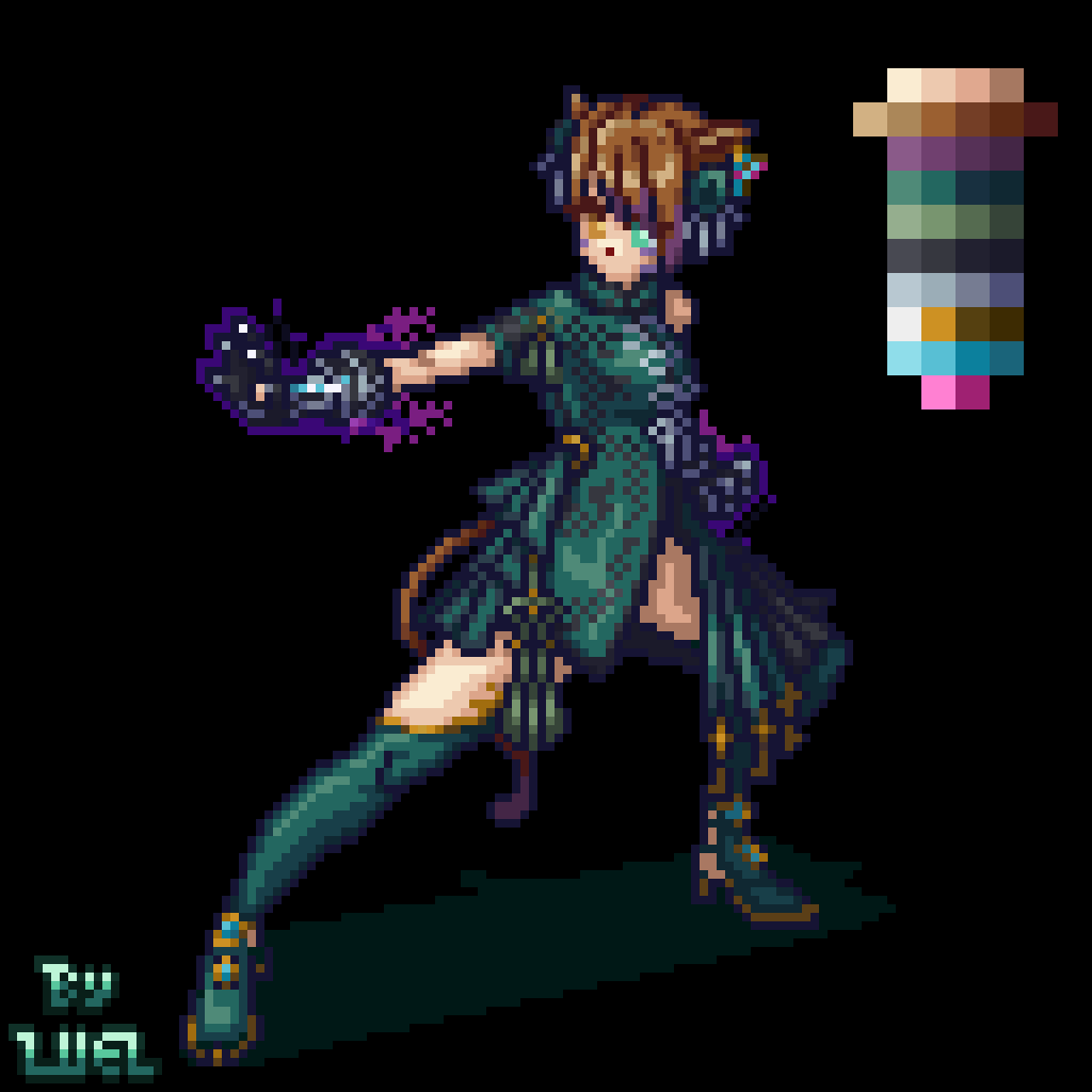 Miqo'Te Monk Pixel Art (Commission)